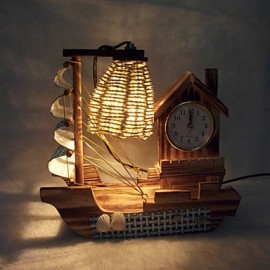 Valentinstag Kreative Einrichtungsgegenstände Geschenke Boutique Handwerk Segelboot Holz Mit Uhr Schreibtisch Lampe Led Licht