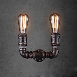 Lichter Vintage Metall Wasserrohr Wandlampe mit Edison Glühbirne