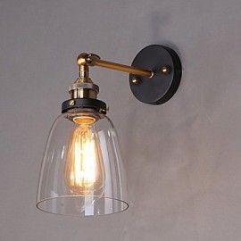 Industrielle Edison Wandleuchte mit Glassockel und Metallkappe für Esszimmer Arbeitszimmer Büro Flur Wandleuchte