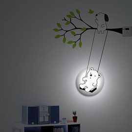 E14 220V Little Bear Hochtemperaturbeständiges Kunststoff LED Licht und kreative 3D Tapeten Wandlampe