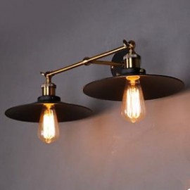 Ländliche Industrie Retro Wand Lampe Doppel Wand Lampe Schwarz Regenschirm