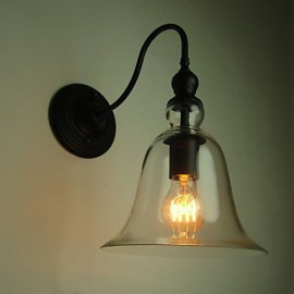 Vintage Wandlampe mit einer Lampe aus Stahl und Glas