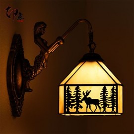 E27 220V 22*28CM 3 5 Weihnachten Hirsch Europäischen Vertraglich Ländlichen Kreative Schmiedeeisen Wand Lampe Glas Led leuchten