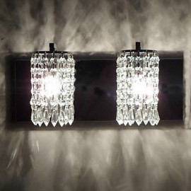 Moderne Wandleuchte mit Kristallanhängern und 2 Lichtern 120 W in poliertem Chrom