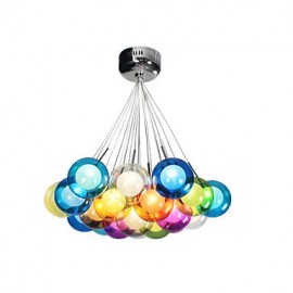 Moderne Bubble Globe Pendelleuchte aus farbigem Glas mit 19 Lichtern