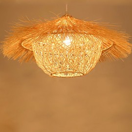 50*30CM Moderne Ländlichen Cany Kunst Woven Rattan Restaurant Einzigen Kopf Droplight Lampe LED