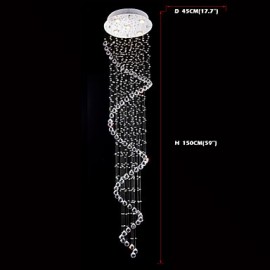 LED Kristall Pendelleuchten Kronleuchter Beleuchtung 5 Lichter Silber Baldachin Klar K9 Kristall Helix Deckenleuchten H150CM