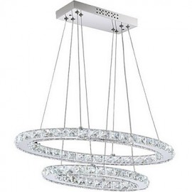 Moderne LED Kristall Pendelleuchte mit ovalem Doppelring AC100 bis 240 V für Esszimmer Wohnzimmer CE FCC UL