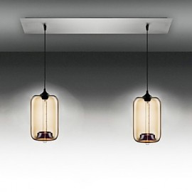 Moderne Pendelleuchte aus transparentem Glas mit 2 Lichtern im Blasendesign