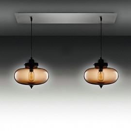 Moderne Pendelleuchte aus transparentem Glas mit 2 Lichtern im Blasendesign