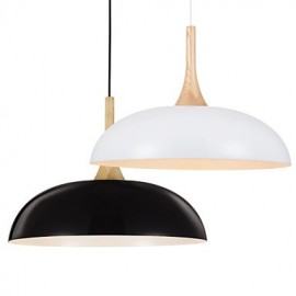 Mini Künstlerische Pendelleuchte 1 Licht Moderne Einfachheit Schwarz Weiß Finish Aluminium & Holz Droplight