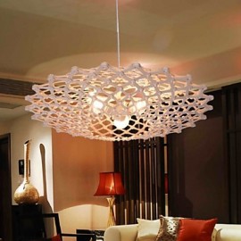 12W Vintage LED UFO Holz Kronleuchter Wohnzimmer Schlafzimmer Esszimmer Arbeitszimmer Büro Flur