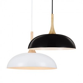 Mini Künstlerische Pendelleuchte 1 Licht Moderne Einfachheit Schwarz Weiß Finish Aluminium & Holz Droplight