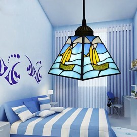 22*16*12CM Glasmalerei Zeitgenössische Und Vertraglich Mediterranen Single Kopf Segeln Linie Droplight Lampe LED Anhänger Licht