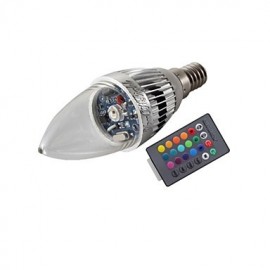 E14 3W ferngesteuerte LED Kerzenlampe buntes Licht 240 lm Silber (AC 85~265 V)