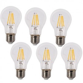 6er Pack 4 W Vintage LED Glühbirne A60 mittlere Schraube E27 Sockel Glühlampenersatz Warmweiß Weiß 220 240 V AC