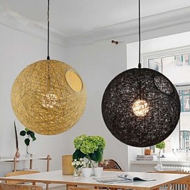 Ländliche schlichte und moderne Restaurantlampe pastorale Rattanlampe Kronleuchter mit Hanfkugeln