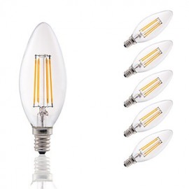 3 5W E12 LED Filament Birnen B10 COB 350 lm Warmweiß Dimmbar Dekorativ V 6 Stk