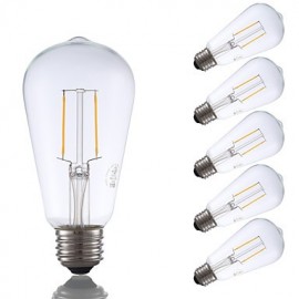 2W E26 LED Filament Birnen ST19 2 COB 220 lm Warmweiß Dimmbar Dekorativ V 6 Stk