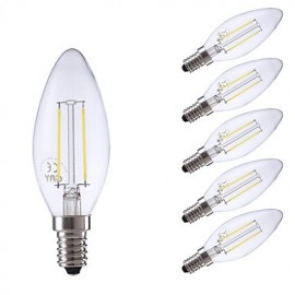 2W E14 LED Filament Birnen B35 2 COB 250 lm Warmweiß Kaltweiß V 6 Stk