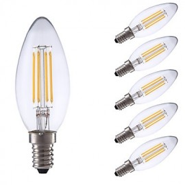 3 5W E14 LED Filament Birnen B35 4 COB 350 400 lm Warmweiß Kaltweiß Dimmbar V 6 Stk