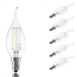 2W E14 LED Filament Birnen B35L 2 COB 250 lm Warmweiß Kaltweiß V 6 Stk