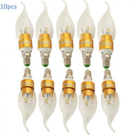 10 Stück E14 3 W 280 lm 10 x SMD5730 Warmweiß LED spitz zulaufende Kerzenlampe – Gold Silber (AC 85–265 V)