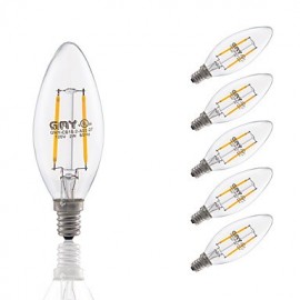 2W E12 LED Filament Birnen B10 COB 200 lm Warmweiß Dimmbar Dekorativ V 6 Stk