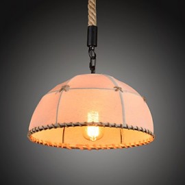 Handgefertigte Kronleuchterlampe aus Hanfseil im Retro Landhausstil