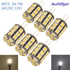 Stück G4 7 W 600 lm 3000 6000 K 27 * SMD5050 LED Maisbirne Kristalllampenperle (AC DC 12 V)