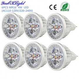 Stück MR16 4 W 320 lm 3000 K 4 Hochleistungs LED Strahler mit warmweißem Licht – Silber (DC12V)