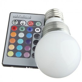 E27 3W RGB LED Glühbirne mit Fernbedienung (AC 100 220V) 400LM