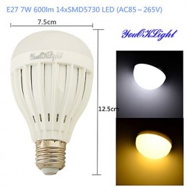 1 Stück E27 7 W 14 * SMD5730 600 lm weißes warmweißes Licht LED Energiesparlampen Hochwertige Globe Glühbirnen (AC85 ~ 265 V)