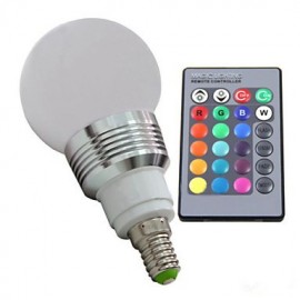 E14 3W RGB LED Glühbirne mit Fernbedienung (AC 100 220V) 400LM