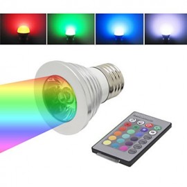 E27 3W 1 LED Mehrfarbige RGB Glühbirne mit Fernbedienung (AC 85~265 V)