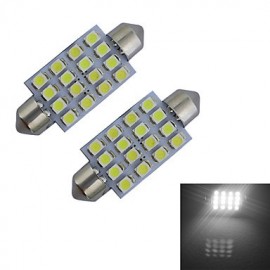 2 Stück Festoon 41 mm 1 5 W 16 x 3528 SMD 80–100 lm 6000–6500 K Kaltweißes Licht Leselampe LED Autolicht (DC 12 V)