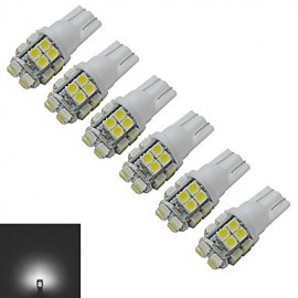 6 Stück T10 1 2 W 20 x 3528 SMD 85 LM 6000–6500 K Kaltweiß invertiertes Seitenkeillicht LED Autolichter (DC 12 V)