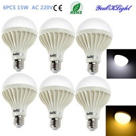 6 Stück E27 15 W 24 * SMD5630 1000 lm Warmweiß Weißlicht LED Energiesparlampen Globe (AC 220 V)