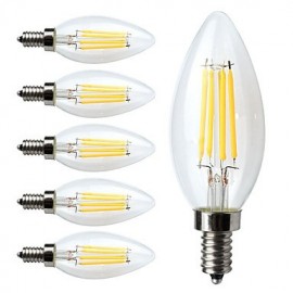 6 Stück 4W E12 LED Glühbirnen C35 4 COB 380 lm Warmweiß (110V 130V) Dimmer