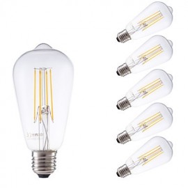 6W E27 LED Filament Birnen ST58LF 4 COB 600 lm Warmweiß Dimmbar Dekorativ 6 Stk