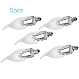 5 Stück 5 W E14 450–500 lm 6000–6500 K Kaltweiße LED Kerzenlampe im Kerzenstil (85–265 V)