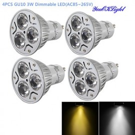 4 Stück dimmbare LED 3 W GU10 280 lm Weiß Warmweiß 3 Hochleistungs LED Spot Glühbirne (AC110–120 V 220–240 V)