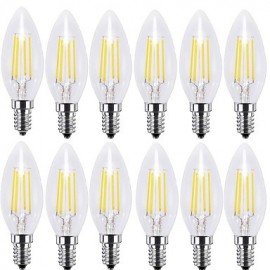 4W E14 LED Filament Birnen C35 4 COB 400 lm Warmweiß Kaltweiß Dekorativ 12 Stk