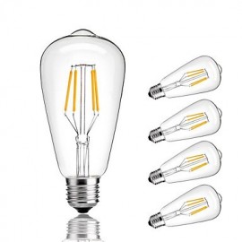 5 stücke ST64 4W E27 LED Glühlampen COB Warm Cool White Decorativeintage Edison Glühbirne Retro Edison birnen AC220 240V