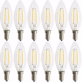 12er Pack 2W E14 LED Filamentbirnen C35 2 COB 200 lm Warmweiß Dekorativ