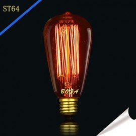 ST64 13AK 40W Antike Edison Seidenkugel Blasenlampe (85 V 265 V)