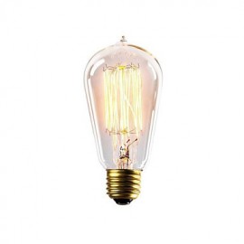 60 W E27 ST58 Vintage Edison Glühbirne 2700 K Retro Glühlampe Glühlampe Filement Wolfram für Hotel (220–240 V)