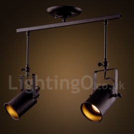 2 Lichter Rustikal Lodge Vintage Retro Malerei Feature Metall Spot Licht für Mini Stil Licht Esszimmer Küche Arbeitszimmer Büro Eingang Spielzimmer