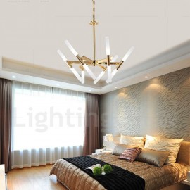 Moderne zeitgenössische 2 stufige goldene Kronleuchterlampe mit 12 LED Lichtern für Wohnzimmer Schlafzimmer Esszimmer