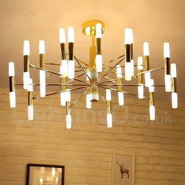 40 flammige goldene 2 stufige moderne zeitgenössische Kronleuchterleuchte für Wohnzimmer Esszimmer Schlafzimmer LED Lampe